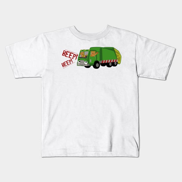 Bears Driving a Trash Truck Kids T-Shirt by SakuraDragon
